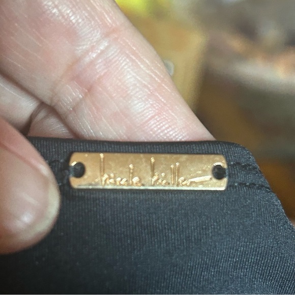 NWT Nicole Miller black one piece swimsuit Large Deep V Adjustable Steaps - Picture 6 of 9